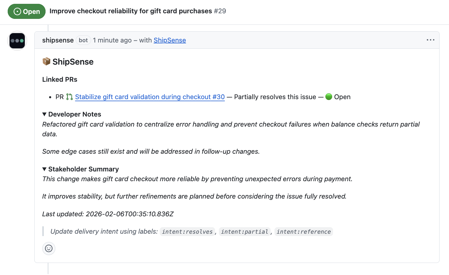 Issue-level Delivery View
